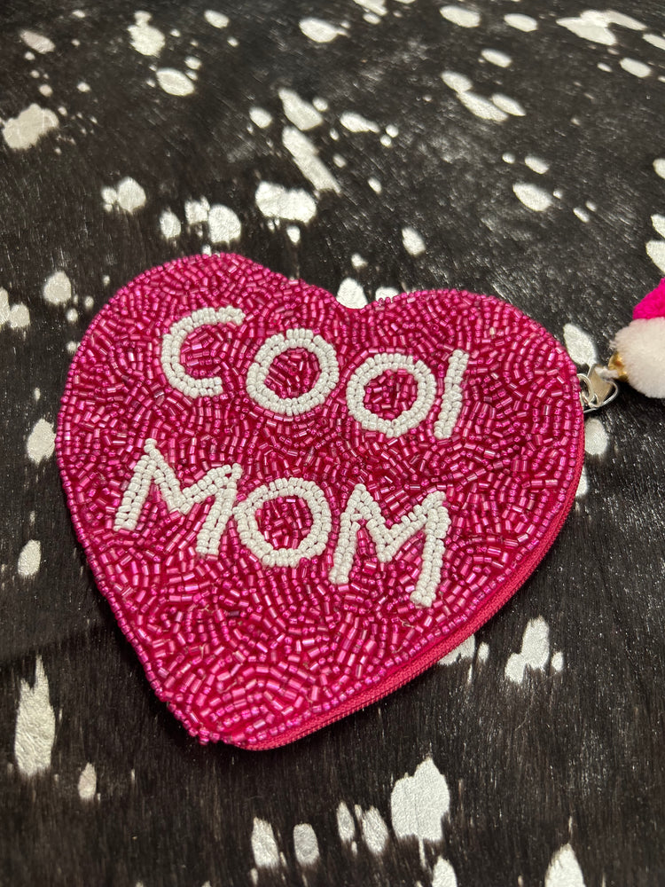 Cool Mom Heart Beaded Pouch