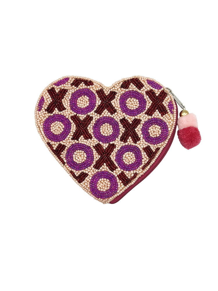 XOXO Beaded Heart Pouch