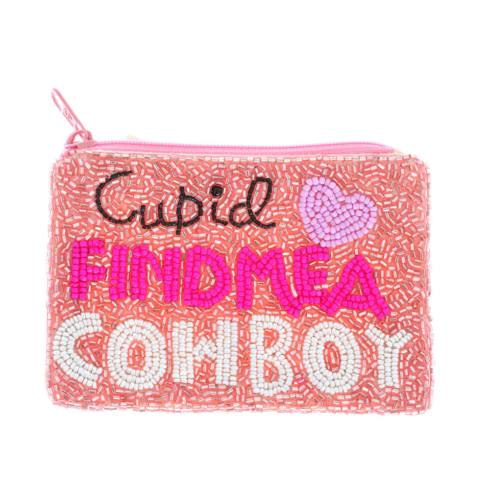 Cupid, Find Me a Cowboy Beaded Pouch