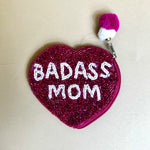 Badass Mom Beaded Heart Pouch