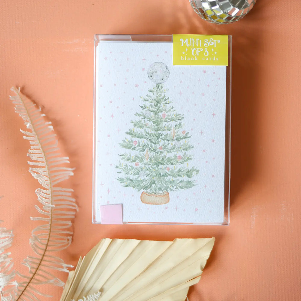 Disco Christmas Tree Mini Card Boxed Set of 8